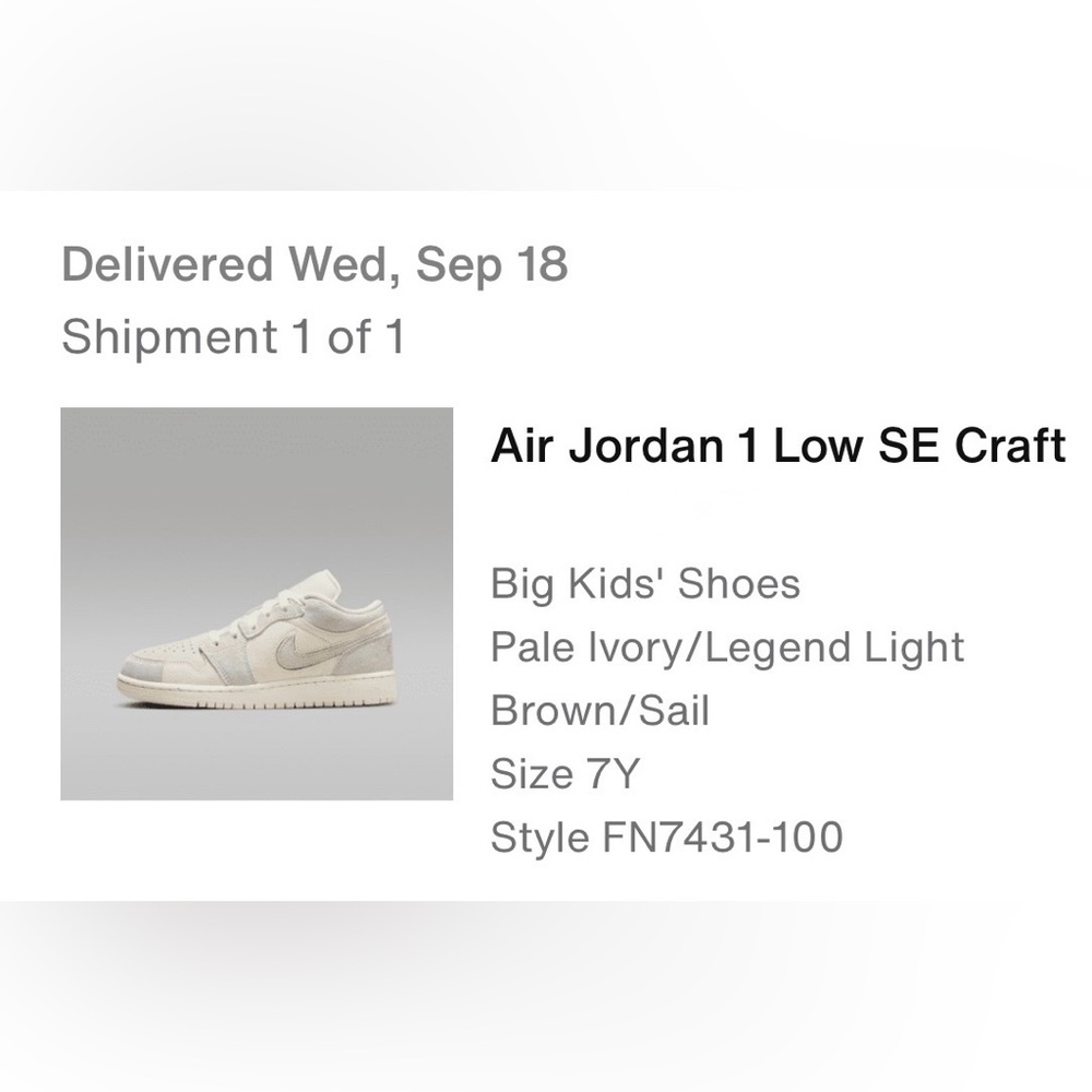 SOLD! Nike Air Jordan 1 Low SE Craft-  Size 7Y - Picture 9 of 9